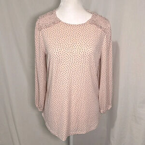 pink & black heart print Adrianna Papell long sleeve top size small